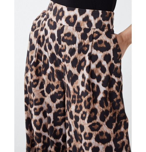 Wide Leg Leopard Trousers