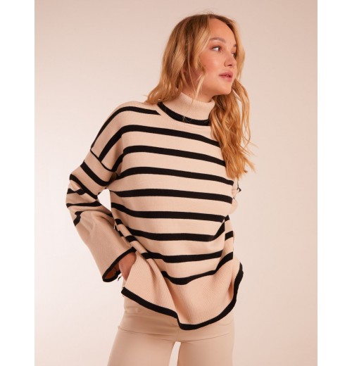 Wide Stripe Roll Neck Jumper