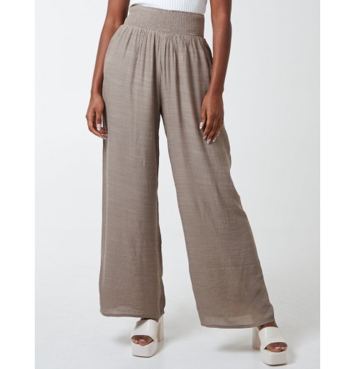 Shirring Waist Wide Leg Trousers