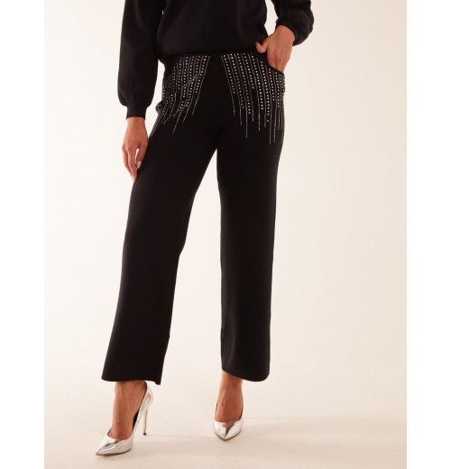 Diamante Knitted Flared Trousers