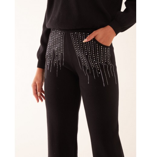 Diamante Knitted Flared Trousers