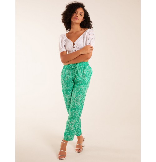 Leaf Print Capri Trousers